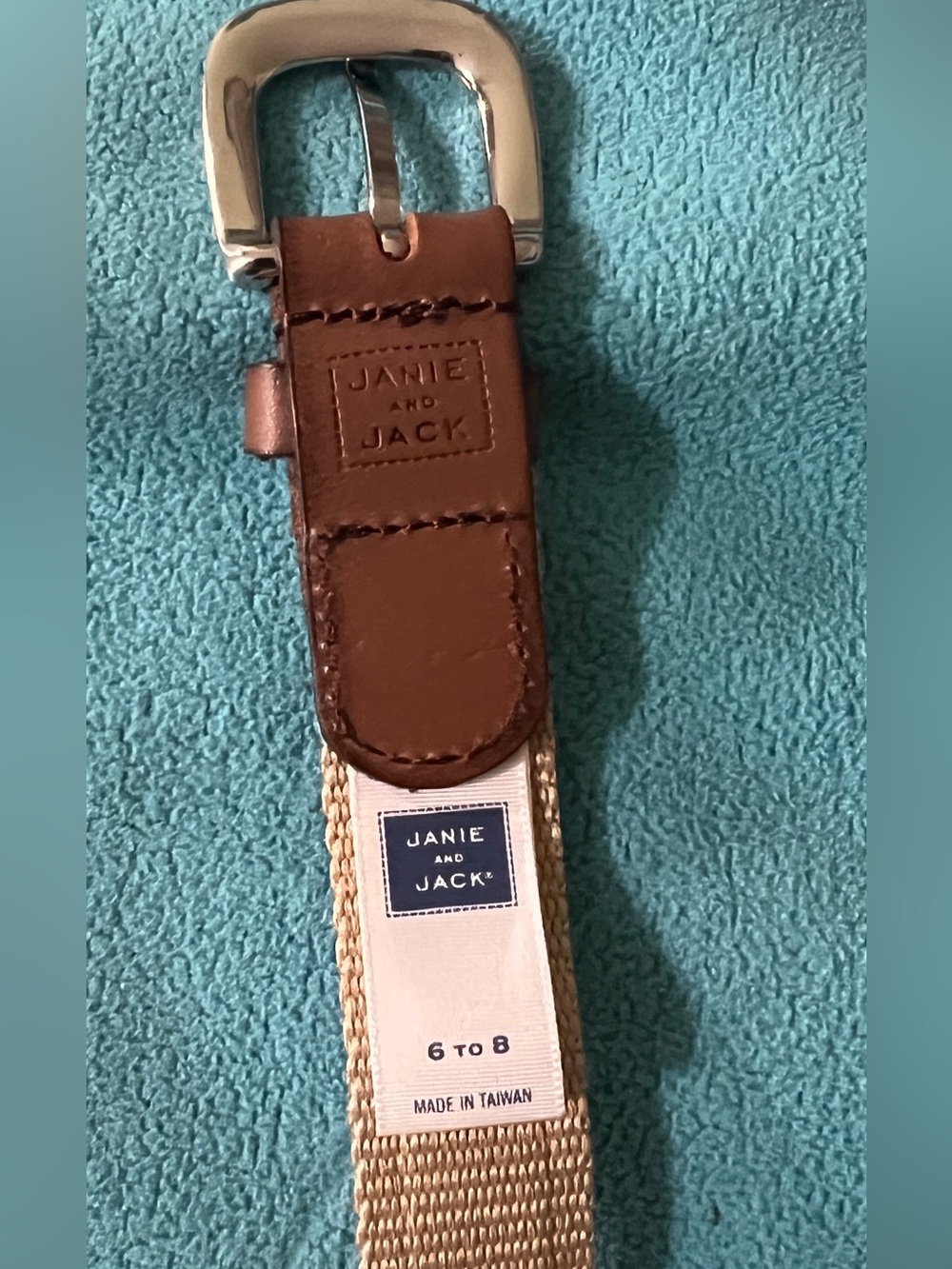 Authentic JANIE & JACK Navy & Cream Canvas boy’s Belt with adorable Dog design - Picture 4 of 6